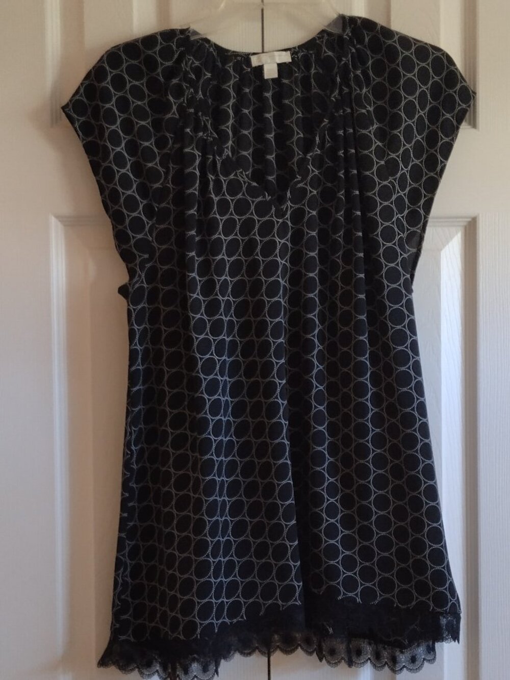 14th UNION WOMENS V-NECK CAP SLEEVE LACE HEM TOP SIZE XL